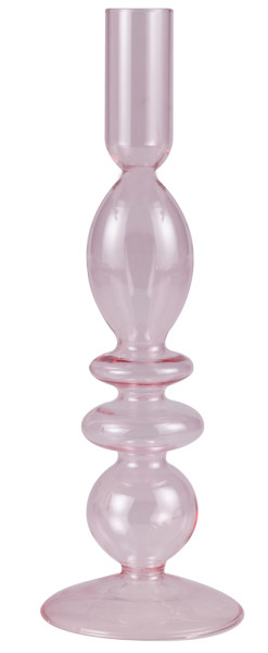 1 szklany świecznik delikatny róż 22,5 cm