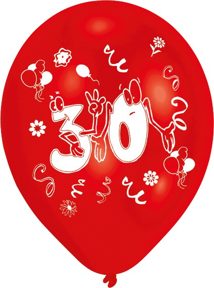 8 skøre nummer balloner 30-års fødselsdag farverig