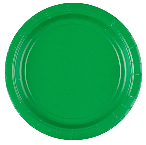 20 platos de papel verde 17cm