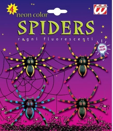4 kolorowe neonowe pająki