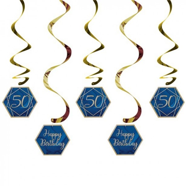5 Luxurious 50th Birthday spiral hangers 99cm