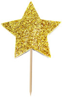 12 party picks golden glitter star