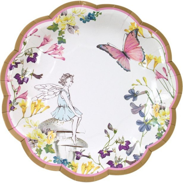 12 fairies paper plates with wavy edge 18cm