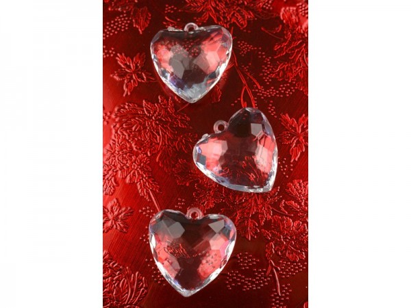 5 colgantes de cristal corazones 4,5 cm 3