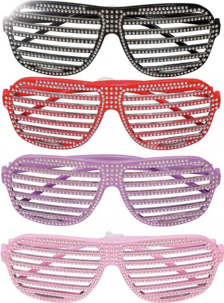 Fioletowe okulary imprezowe z kryształkami 2
