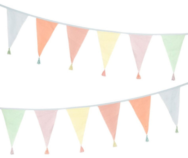 Pastel colored fabric pennant chain 3m