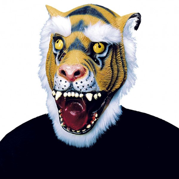 Máscara de tigre de felpa con pelo