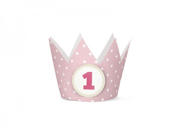 4 cute party crowns 1st birthday light pink 2nd