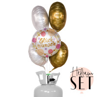 Vorschau: Shiny Dots Glückwunsch Ballonbouquet-Set mit Heliumbehälter