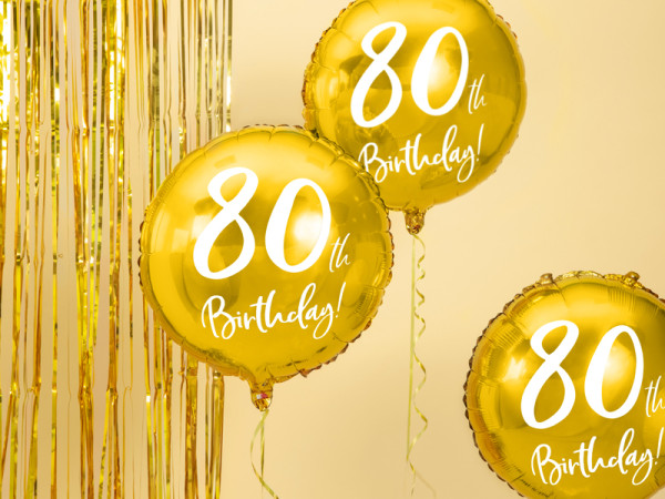 Glossy 80th Birthday foil balloon 45cm