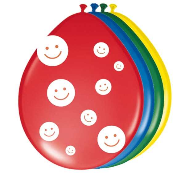 8 palloncini Happy smiley 30cm