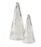 2 Illuminated glass Christmas trees