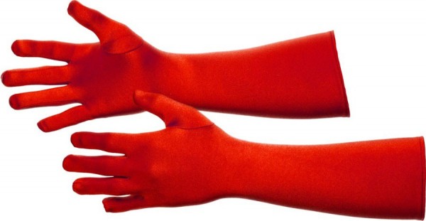 Czerwone satynowe rękawiczki 40 cm