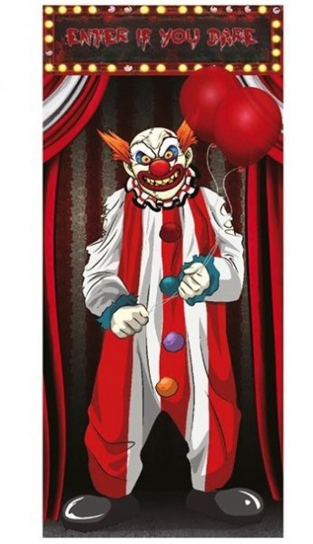 Horror clown deurdecoratie 1.5mx 75cm