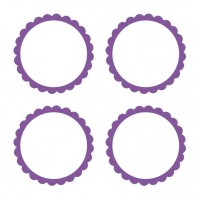 Widok: 20 etykiet w formie bufetu z fioletową obwódką