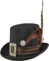 Chapeau haut de forme rétro steampunk avec plumes