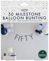 Preview: Blue number 50 garland with balloons