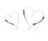 Preview: 2 violet rattan hearts car jewelry with fastening