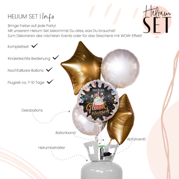 Glückwunsch Cupcake Ballonbouquet-Set mit Heliumbehälter 3