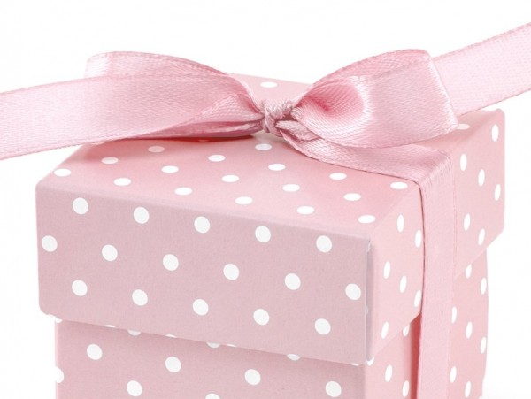 10 scatole regalo rosa a pois bianchi