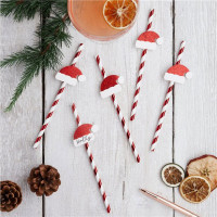 Preview: 20 paper drinking straws with Christmas hats