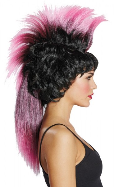 Women's Black & Pink Mohawk Wig 