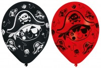Oversigt: 6 små pirat Tommy balloner sort og rød