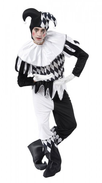 Disfraz de arlequín Joker blanco y negro