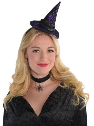 Mini chapeau de sorcière sur bandeau violet