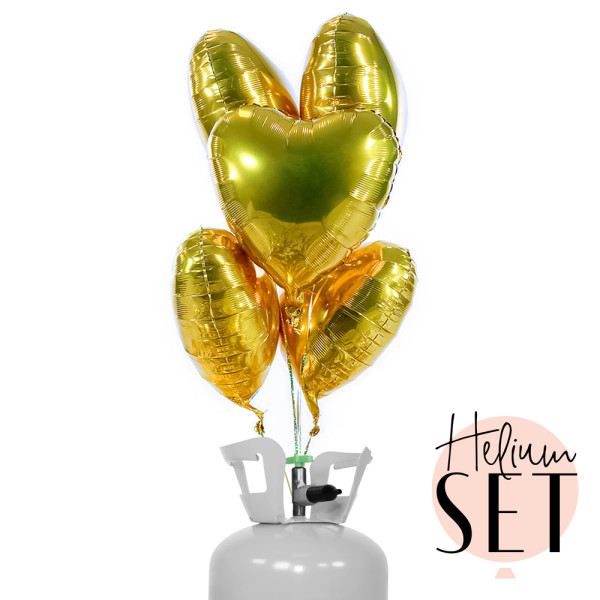 YOU´RE GOLD, Baby! - Herz Ballonbouquet-Set mit Heliumbehälter