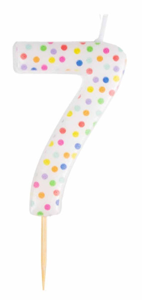 Number 7 colorful dots cake candle 6cm