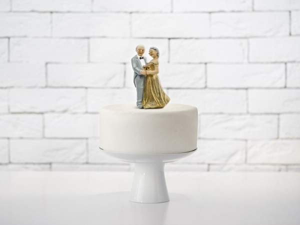 Decoración de tarta boda dorada 12cm