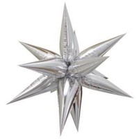 Vista previa: Globo de aluminio Happy Sparkling 3D Star plateado