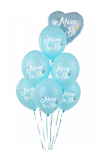 6 Blaue Mom to be Luftballons 30cm 2
