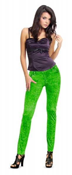 Denim leggings neon green Gr. 36-38