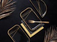 Preview: 6 New Year Paper Plates Black & Gold 22cm x 13.5cm