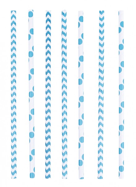 24 pailles en papier Summerfeeling bleu azur 19,5 cm