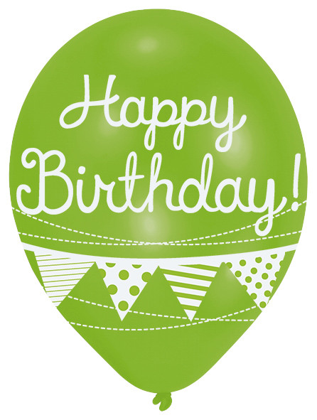 Tillykke med fødselsdagen ballon med guirlande 27,5 cm sæt med 6 3