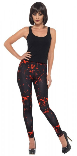 Black blood splatter leggings for women