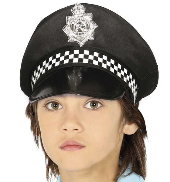 Cappello della polizia per bambini nero