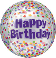 Oversigt: Folie ballon tillykke med fødselsdagskonfetti