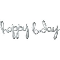 Scritta Happy B-Day in argento 88 cm