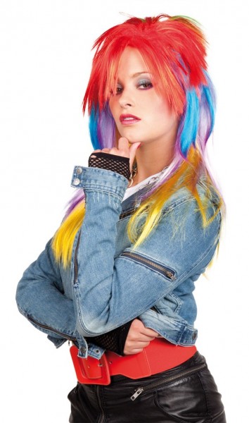 Färgglad punk flicka peruk