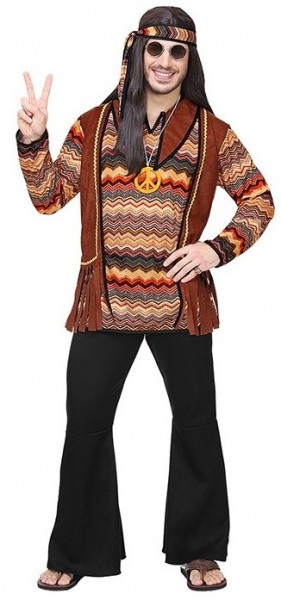 Retro guy hippie costume for men brown
