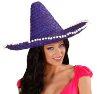 Sombrero violet avec pompons 50 cm
