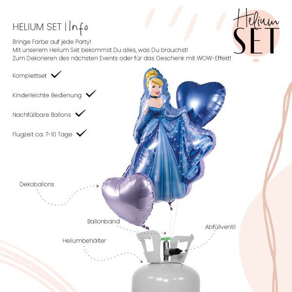 Cinderella Ballonbouquet-Set mit Heliumbehälter 3