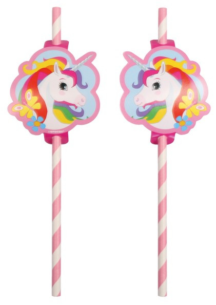 8 Magical Unicorn Rainbow Sparkle Straws