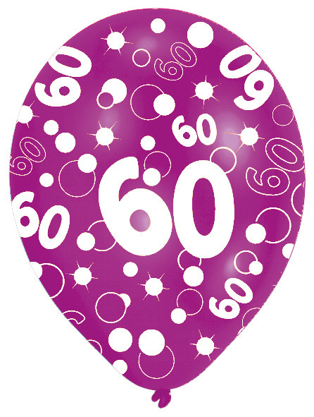 6 balloner bobler 60 års fødselsdag farverig 27,5 cm 7
