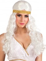 Oversigt: Hvid gudinde paryk med pandebånd