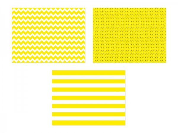 6 place mats in a yellow pattern mix 40x30cm
